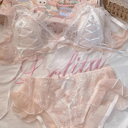 Lolita Girls Thin Cute Lace Small Bra Women Triangle Cup Bra Sexy  Underwear Women Set  Sexy Lingerie