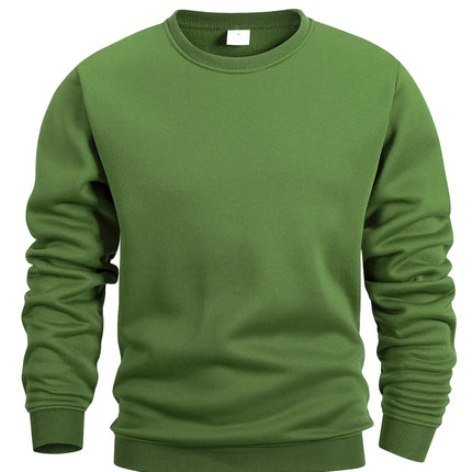 Men's Crew Neck Sweatshirts Solid Color Sweatwear Spring Outdoor Casual Daily Long Sleeve Pullover Hoodie Man Sportswear