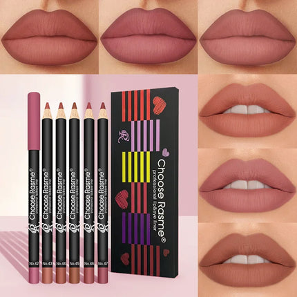 6-Color Plump Lip Liner, Soft, Bright, Rich, Silky, Smooth, Delicate, Waterproof, Easy Makeup, Portable Lipliner
