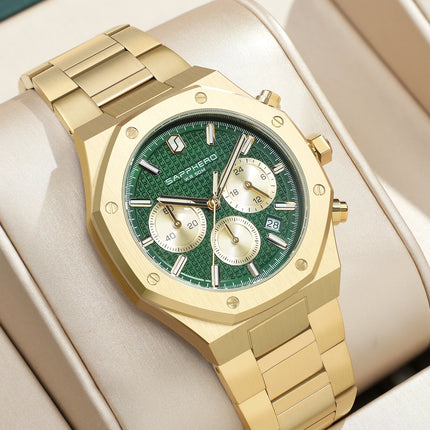 SAPPHERO Tough Men's Watch Business Style Stainless Steel Watch Waterproof Design Date Display Accurate Timer Excellent Gifts