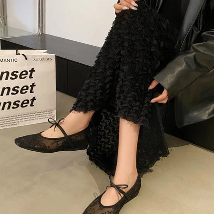 2026 Spring Lace Women Mary Jane Shoes Fashion Slip On Comfort Street Style Soft Sole Female Internal Elevation Dress Shoes