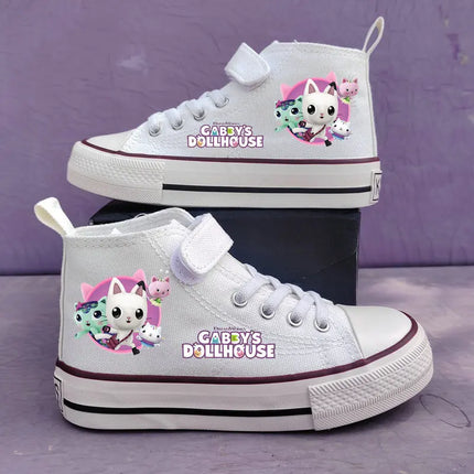 New Gabby's Dollhouse Children's Shoes Student High Top Canvas shoes Girls Anti-slip Outdoor Shoes Kids Sport Shoes