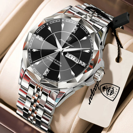 POEDAGAR Luxury Man Clock Business Waterproof Luminous Date Week Watches For Men Quartz Stainless Steel Fashion Men's Wristwatch