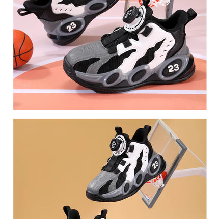Fashion Basketball Shoes for Kids High-top PU Leather Sports Shoes Children Casual Shoes Boys Girls Comfortable Gym Trainers New