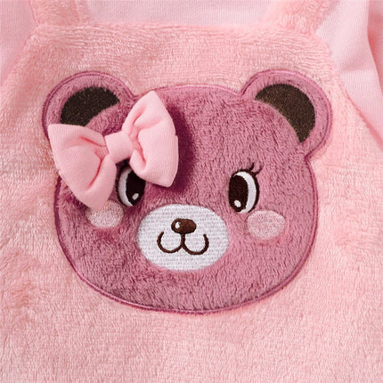 Baby Girl Romper Autumn&Winter Daily Bodysuit Pink Bear Print Long Sleeve Lovely Jumpsuit Clothing for Toddler Girl 3-24 Months