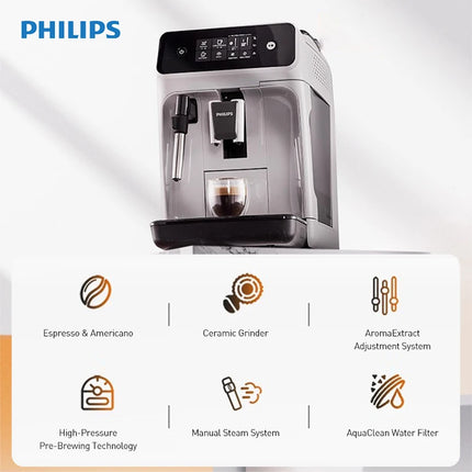 Philips EP1221 Fully Automatic Coffee Machine with Aroma Extract System 12-Setting Ceramic Grinder Milk Frother