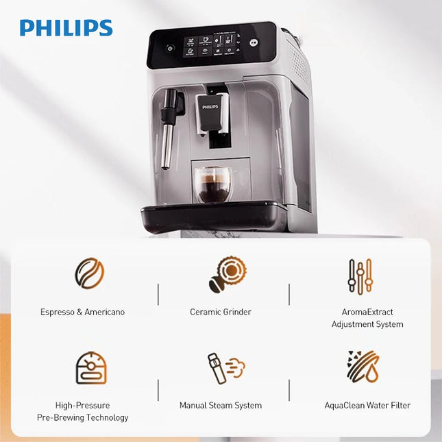 Philips EP1221 Fully Automatic Coffee Machine with Aroma Extract System 12-Setting Ceramic Grinder Milk Frother