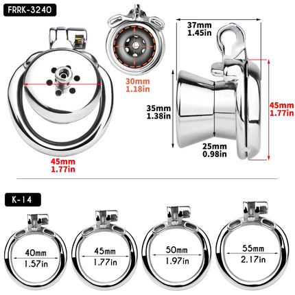 FRRK 268 Flat Button Sissies Male Chastity Cage, 240 Steel Urethral Inverted Chastity Belt, Slave Man Sex Toy Anti-Cheating