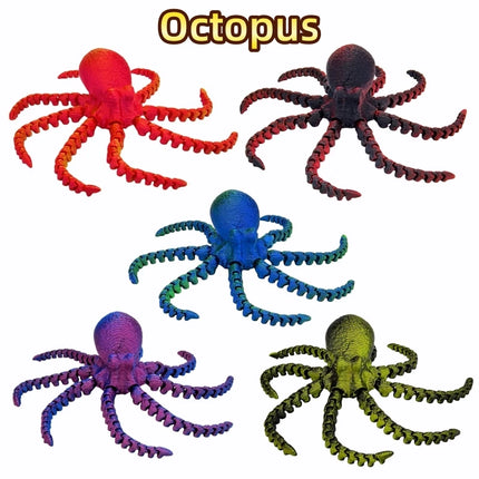 5-Piece Set of Chameleon, Lizard, Octopus, Crocodile, and Gecko Animal Figures, Jointed, Toys，Desktop Ornament, Perfect Gift