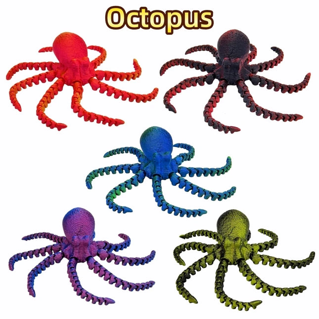 5-Piece Set of Chameleon, Lizard, Octopus, Crocodile, and Gecko Animal Figures, Jointed, Toys，Desktop Ornament, Perfect Gift