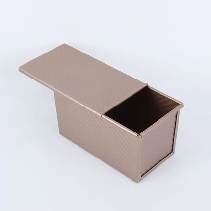 1Pcs Non-Stick Pullman Loaf Pan with Lid - Carbon Steel Corrugated Bread Toast Box Mold for Perfectly Baked Bread Toast