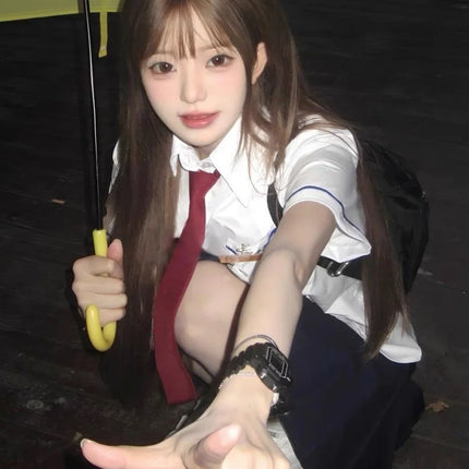 White ort Sve orm Set School orm Sle JK Outfit Baing Running Class orm College Wind Women's irt