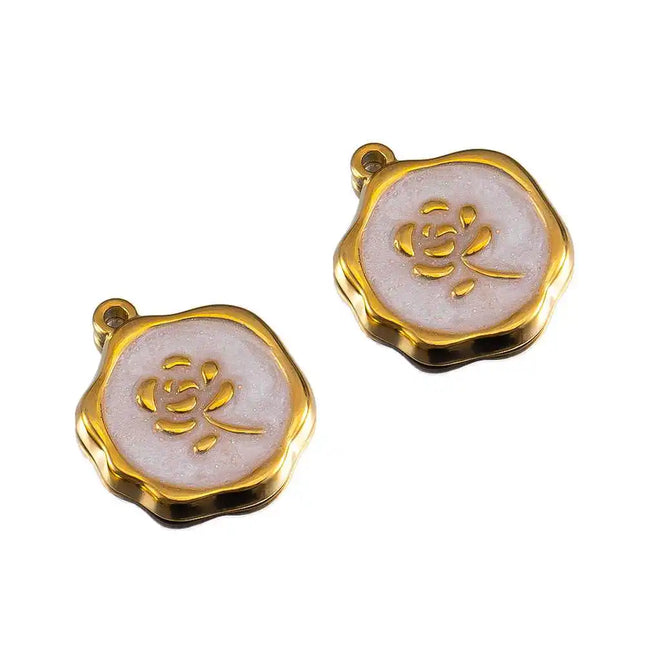 2pcs Gentle Pink Enamel Stainless Steel Charms Rose Flower Starfish Butterfly Necklace Pendant Women DIY Earring Jewelry Making