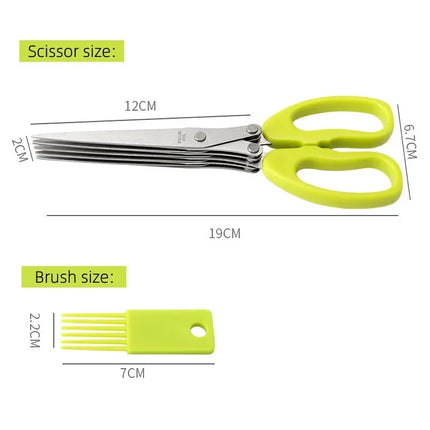 5 Blade Herb Scissors Multifunctional Multi Layers Stainless Steel Knives Kitchen Scissors Scallion Cutter Kitchen Accessories