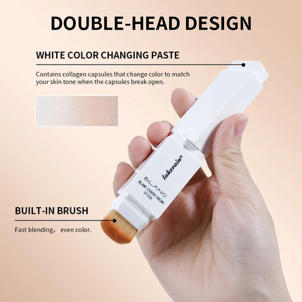 Color-changing Foundation Stick Blanc Foundation Korean Makeup Base High Coverage Concealer Natural Nude 2 IN 1 Foundation Stick