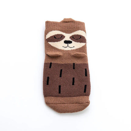 1 Pair Winter Cute Animal Anti-slip Socks For Baby Boys Warm Socks For Baby Girls Newborn 0 to 24M Super Thicken Terry Socks In
