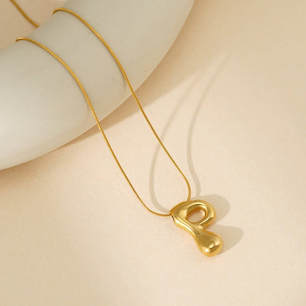 CARLIDANA Initial Stainless Steel Women Gold Plated Bubble Balloon Letter Personalized Round Snake Chain Chunky Name Necklace