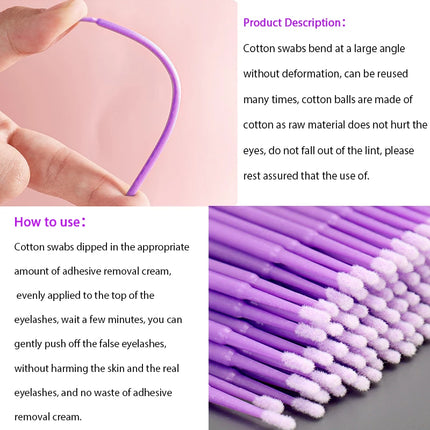 50/100PCS Disposable Eyelash Cleaning Brush Lip Brushes Micro Cotton Swab Eyelash Extension Individual Lash Removing Makeup Tool