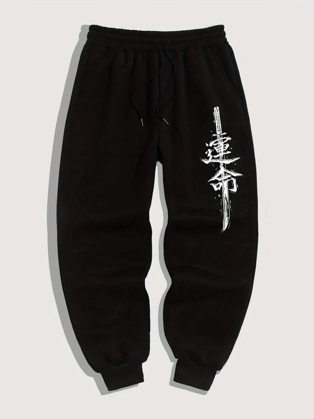Unique Fate Text Print Men'S Casual Sports Jogging Pants, New Spring Style For Campus