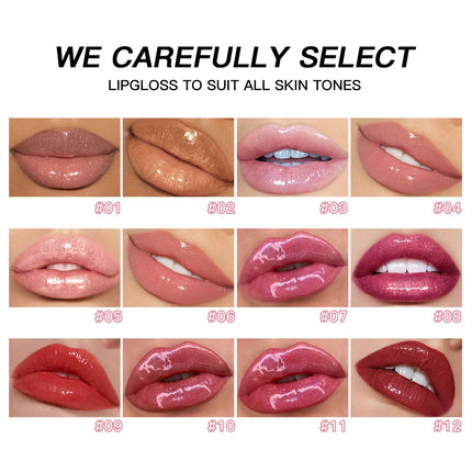 USHAS 12 colors mirror fine flash liquid lipstick pearlescent color waterproof sweatproof non-stick cup lip gloss