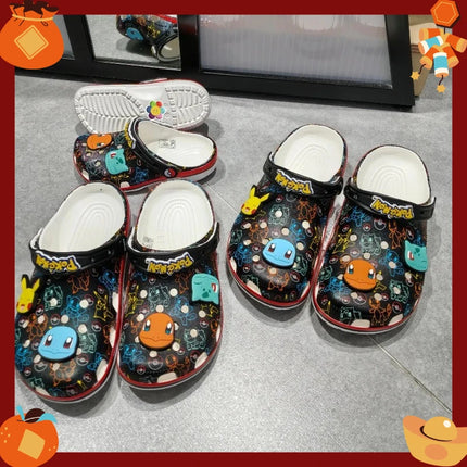 2026 New Pokemoned Hole Sandals Pikachu Squirtle Charmander Slippers Sandals Kawaii Anime Home Beach Shoes Summer Slippers