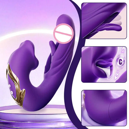 Clitoral Vibrator Licking Sucking Telescopic Rotating Vibrators Silicone Dildo G-Spot Tongue Licking Flapping Sex Toys for Woman