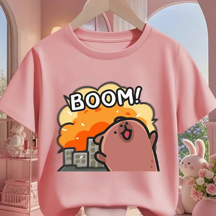 Kids Capybara Cute Kawaii T Shirt Summer Boys Girls Cartoon Crew Neck Fashion Street Casual Clothing 3 14Y
