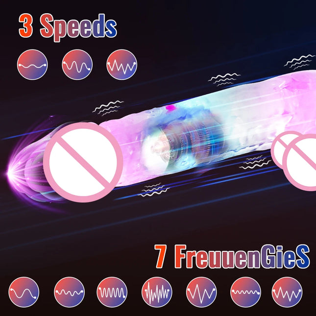 3 Sizes Realistic Jelly Dildo LED Big Dick Vibrator Anal Sex Toys Vibrating Soft G Spot Vaginal Stimulator for Women Gay Adult