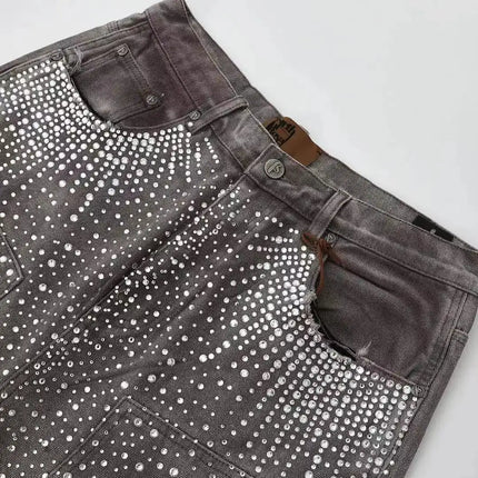 New American Trendy Brand Street Washed Ripped Edge Denim Shorts Men's and Women's Straight Versatile High Street Denim Shorts