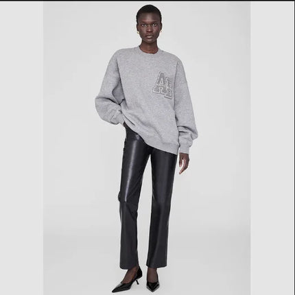 2025 Winter New North American Niche Classic Letter BING Printed Inner Fleece High Neck Loose Women's Sweatshirt