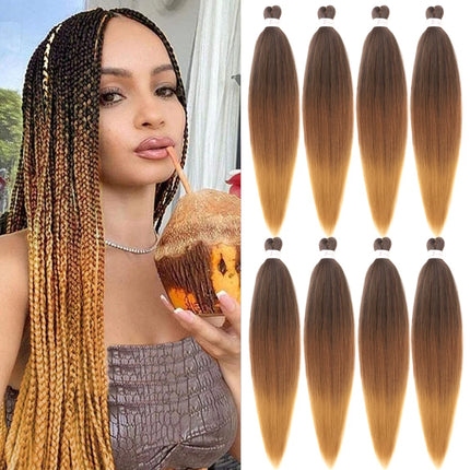 30inch 8 Packs Braiding Hair Pre Stretched Ombre Blonde Braids Hair Extensions Synthetic Xpression Prestretched Braiding Hair