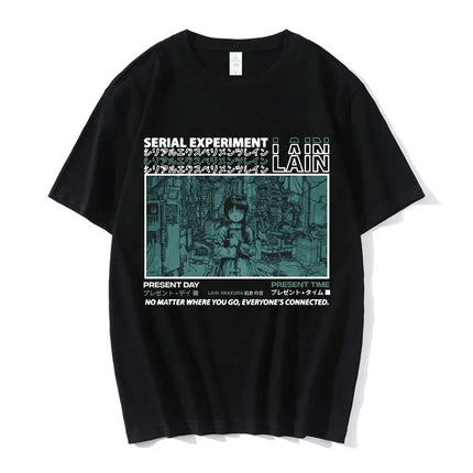 Anime Serial Experiments Lain T-Shirt Men Women Graphic T Shirts Unisex Iwakura Manga Girl Sci Fi Short Sleeve Tee Tops 62463