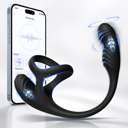 Anal Vibrator for Men Gay Prostate Massager With 10 Vibrating Cock Ring APP 10 Intense Rotating Male Sex Toy Butt Plug for Men