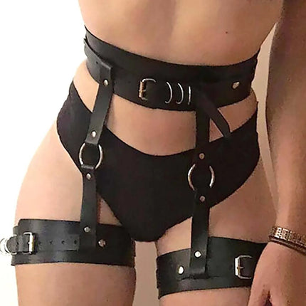 Women's Leather Leg Harness and Butt Harness BDSM Lingerie Set Valentine's Day Gift Rave Costume Belt Clothing Accessories