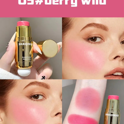 SHAQINUO Velvet Matte Smooth Blush Stick Long-lasting Brown Tone for Autumn & Winter Natural Makeup Effect And Easy To Apply