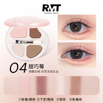 RMT Romantic Beauty Eye Shadow Silkworm Palette - Four Colors Matte Contouring & Brightening Eyeshadow Palette