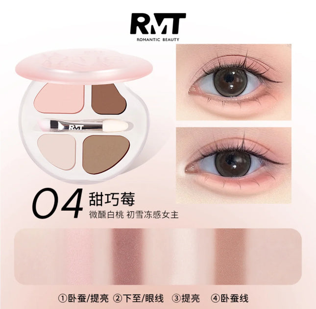 RMT Romantic Beauty Eye Shadow Silkworm Palette - Four Colors Matte Contouring & Brightening Eyeshadow Palette