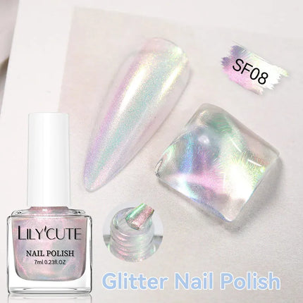 LILYCUTE 7ml Matte Nail Polish Velvet Effect Pearl Shell  Air Dry Nail Art Varnish No Need Lamp Manicure Glitter Nail Care Polis