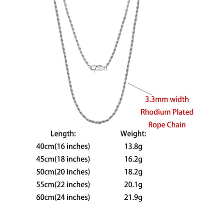 ORSA JEWELS 18K Gold over Authentic 925 Sterling Silver 1.7mm Diamond-Cut Rope Chain Necklace for Man Woman Twist Chain SC29