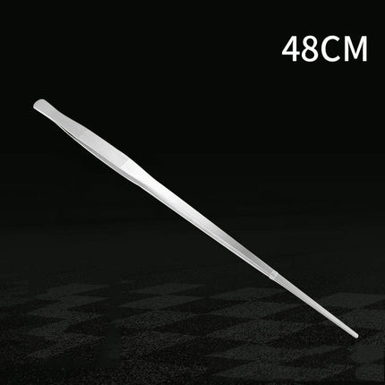 Stainless steel thick curved straight tweezers 48cm long teeth anti slip pet feeding tool, aquarium plant tweezers
