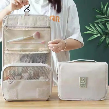 Large Capacity Portable Waterproof Travel Toiletry Bag with Handheld Hook Makeup Storage Bag Dry Wet Separation Cubic Shape