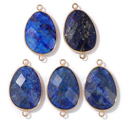 Blue Lapis Lazuli Pendant Gems Cross Hand Oval Shape Natural Stone Lapis Lazuli Charms for Jewelry Making Necklace DIY Bracelet