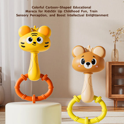 Animal Rattle handbell, Infant Developmental Hand Grip Baby Toys, Cute Animal with Sound for Newborn teether Gift handbell