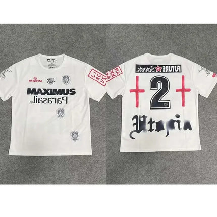Stock UTOPIA Jersey Mesh Quick Drying Sports Disappearing No.10 Cactus Jack Blue White Striped Eagle Print Men Women Tops 0