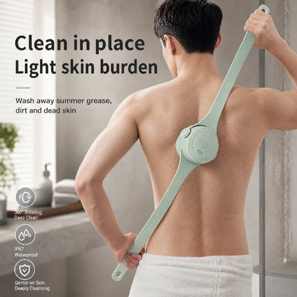 USB Waterproof Double Handle Electric Rotating Silicone Bath Brush Multi Functional Body Shower Cleaner with 4 Brush Heads