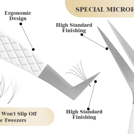 Eyelash Extensions Tweezers  With Fiber Tips Lash Artists High Precision Superhard Anti-Static Tweezer Makeup Tools Custom Logo
