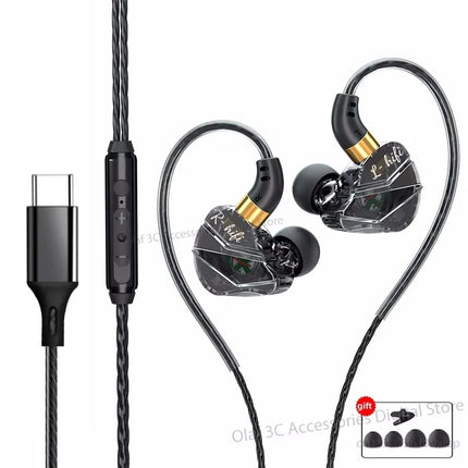 OLAF HiFi Type C Gaming Headphones Wired Earphones Handsfree Bass Stereo 3.5mm Headset Gamer Sports Earbuds Noise Cancelling