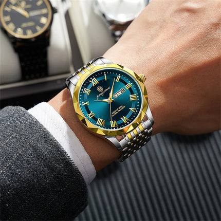 PAAZOMU Sport Original Men Clock Quartz Date Week Luxury Man Wristwatch Waterproof Luminous Stainless Steel Men's Watches Reloj