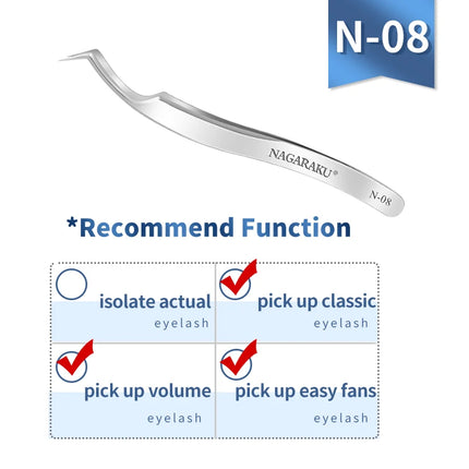 NAGARAKU Eyelash Extension Tweezers Makeup Tools Stainless Steel Non-magnetic Pincet False Eyelash Tweezers 3D accurate tweezers