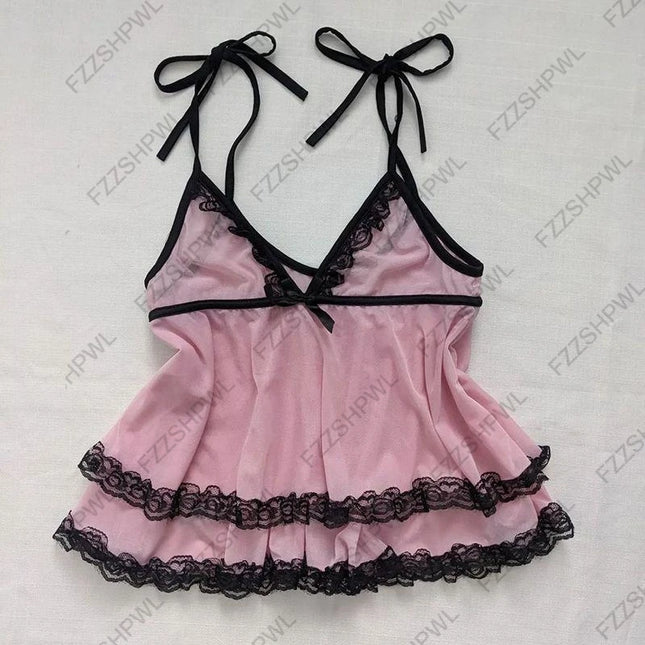 Women's Harajuku Graphic Print Y2K Sling Camisole Summer Spicy Girls Casual Fashion Bow Sleeveless Top